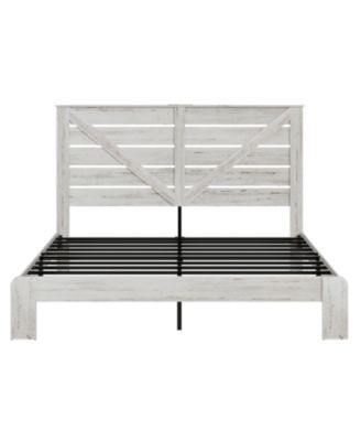 King White Wood Platform Bed Frame, Noise Free, Easy Assembly, Under Bed Storage