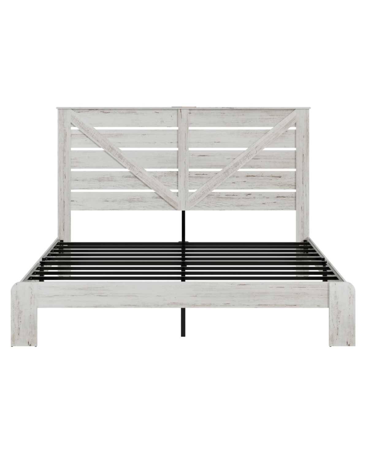 Streamdale Furniture King White Wood Platform Bed Frame, Noise Free, Easy Assembly, Under Bed Storage