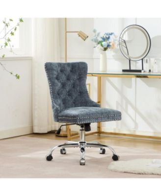 Light Blue Chenille Tufted Office Chair