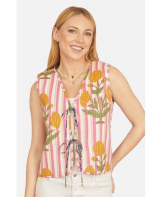 Women's Floral Reversible Quilted Vest Jacket