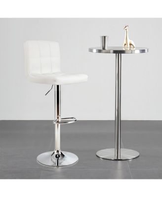 Adjustable Armless Bar Stool Full Back Swivel Kitchen Counter Bar Chair PU Leather