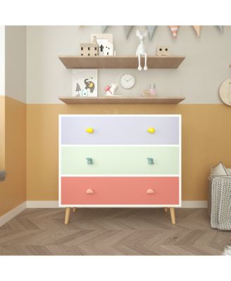 Kids 3 Drawer Dresser, Nightstand - Colorful