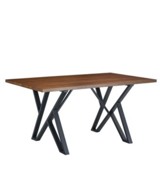 Indoor Dining Table With Metal Legs,Walnut