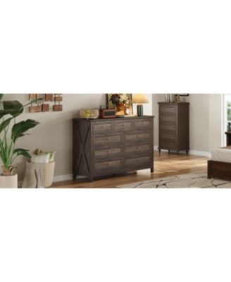  Rustic Wood 9-Drawer Dresser - Brown