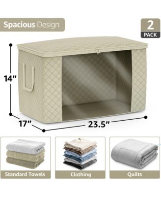 Foldable Storage Bag Organizers, Large Clear Window & Carry Handles, Great for Clothes, Blankets, Closets, Bedrooms, and more