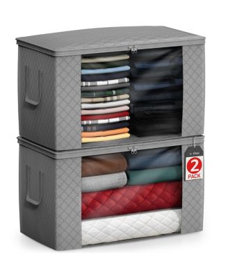 Foldable Storage Bag Organizers, Large Clear Window & Carry Handles, Great for Clothes, Blankets, Closets, Bedrooms, and more