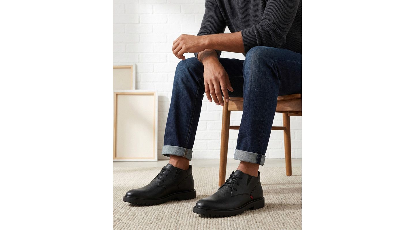 Мужские ботинки Marc Joseph New York Clark Road Hands-Free Slip On Technology Leather Laceup Chukka, цвет: Чёрный — фото 2