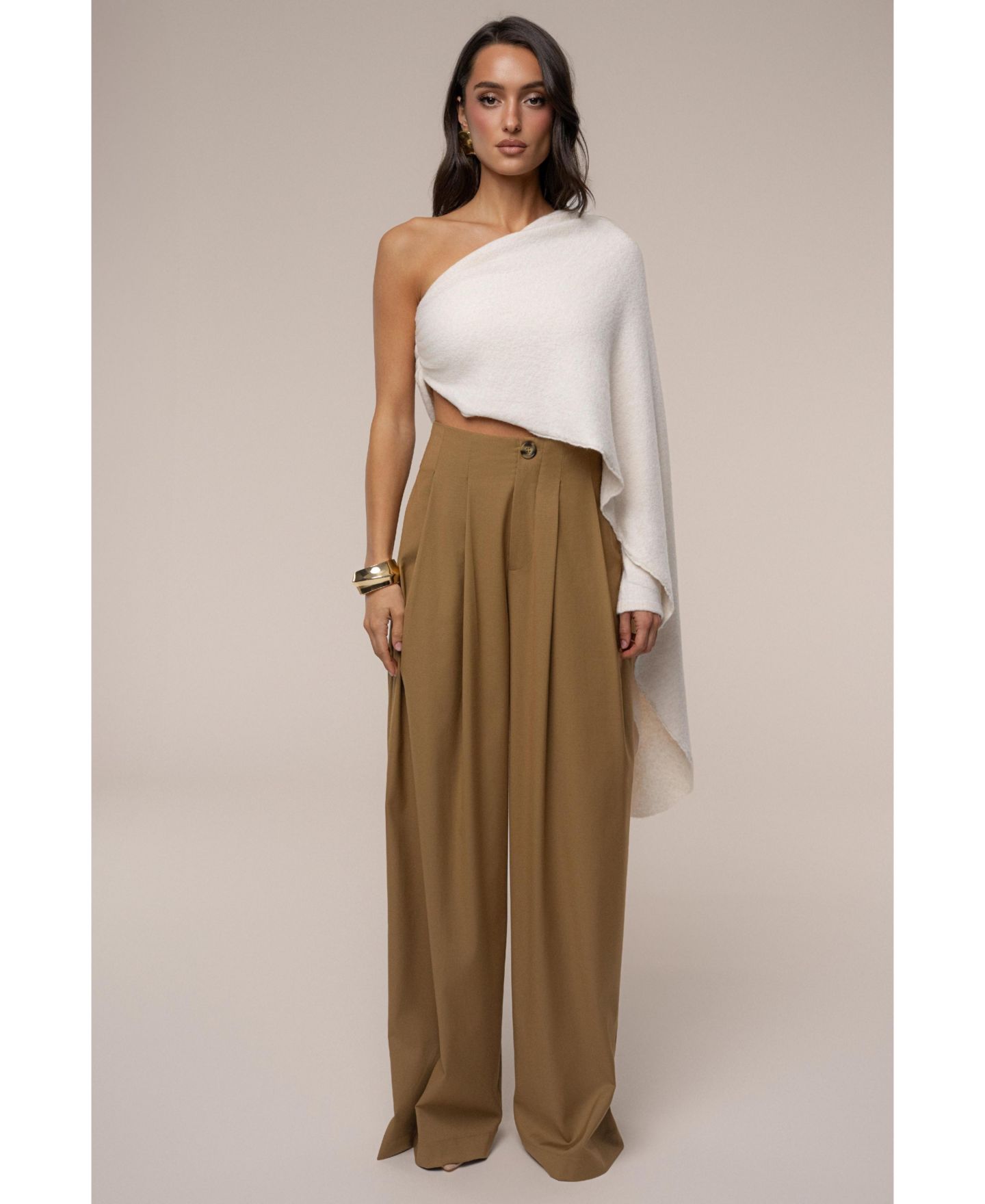 Женские брюки JLUXLABEL Polished Pleat Trouser, цвет: Бежевый — фото 4