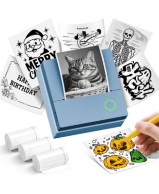 PM290C Inkless Sticker Maker: Portable Bluetooth Printer with 3 Paper Rolls