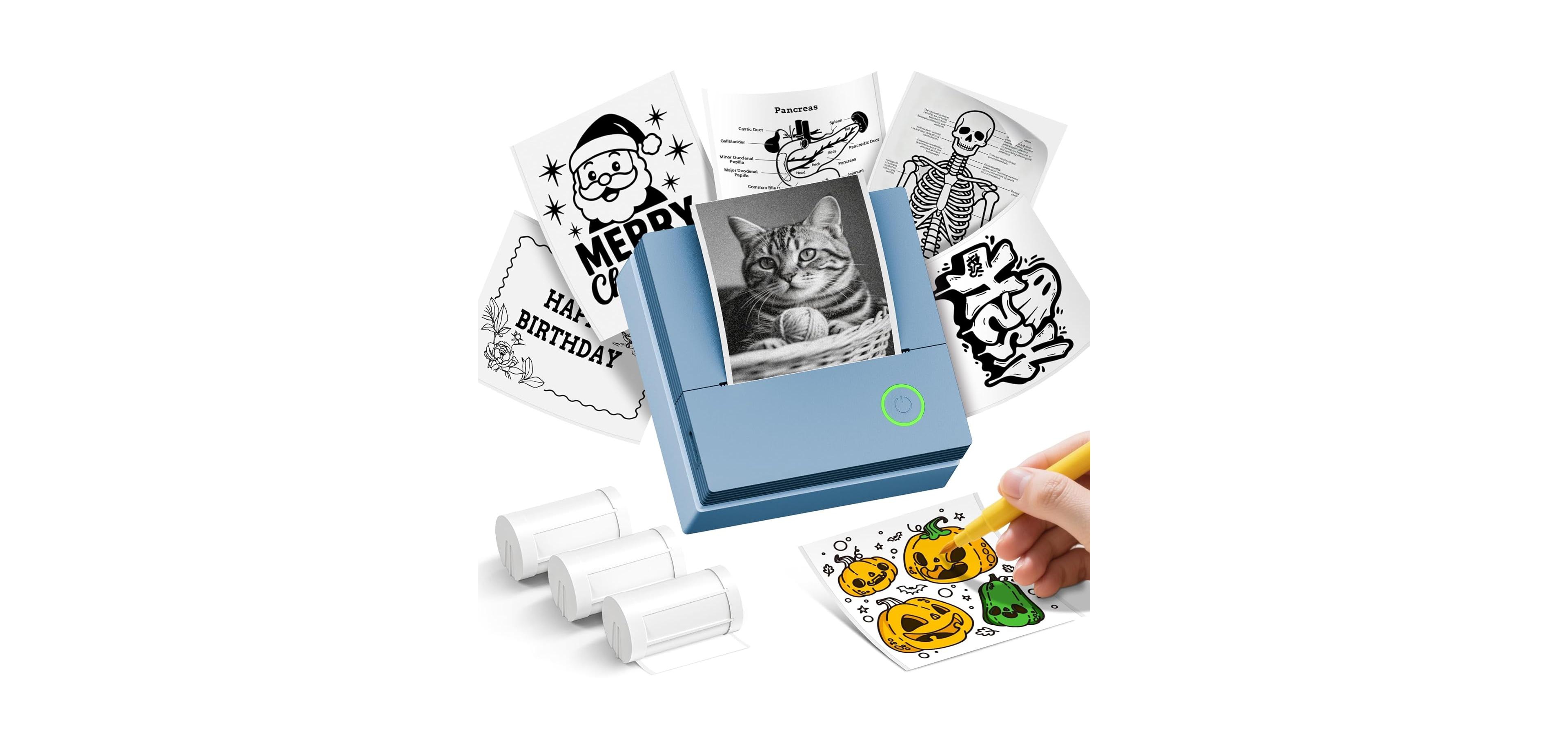 Swifint PM290C Inkless Sticker Maker: Portable Bluetooth Printer with 3 Paper Rolls