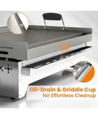 Portable Propane Griddle, 32,000BTU Tabletop Portable Propane Gas Grill with 4 Burners, Stainless Steel Flat Top Grill, Outdoor Cooking