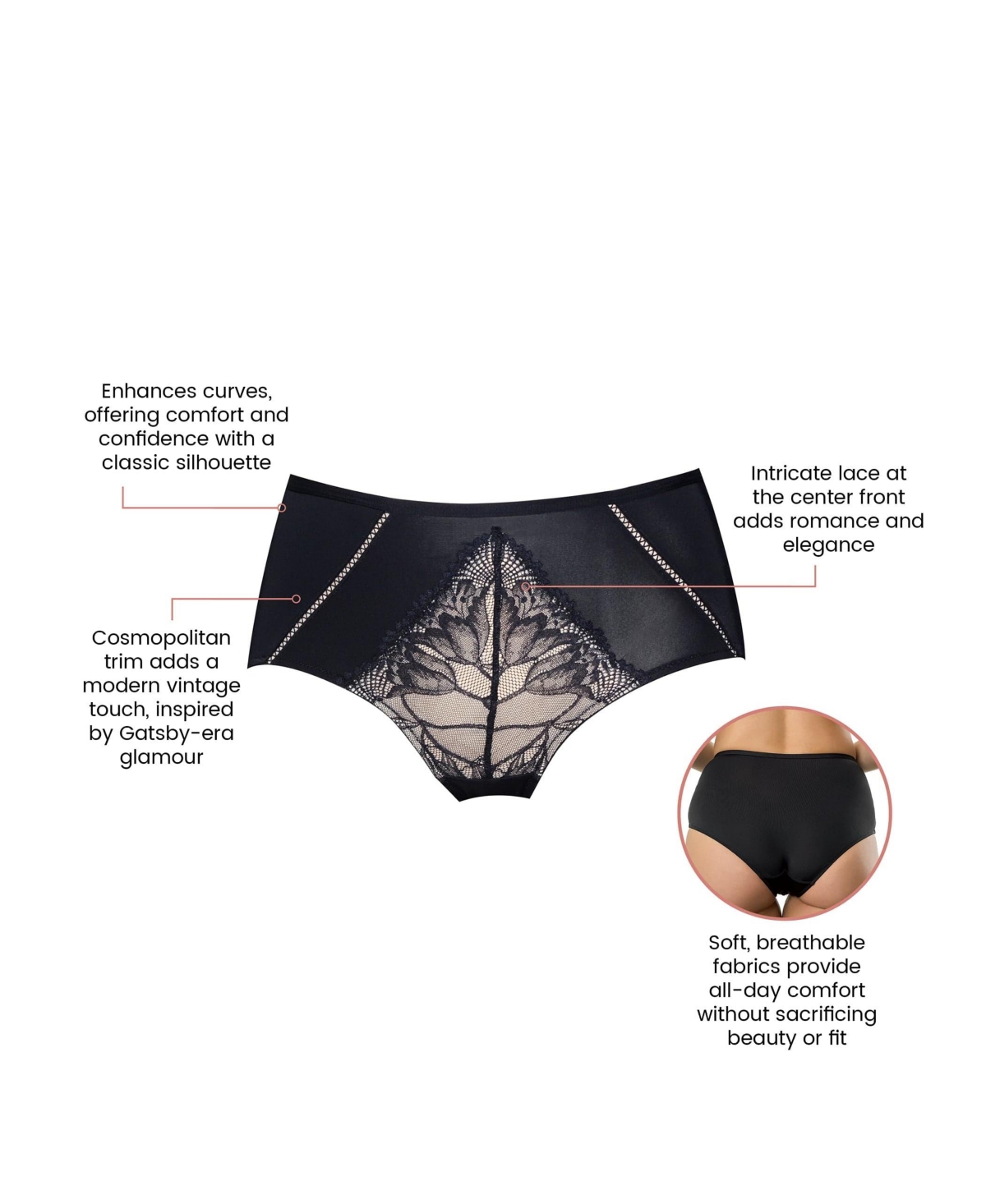 Parfait Women's Charlene High Waist Pretty Modern Vintage Lace Brief - Warm Sand