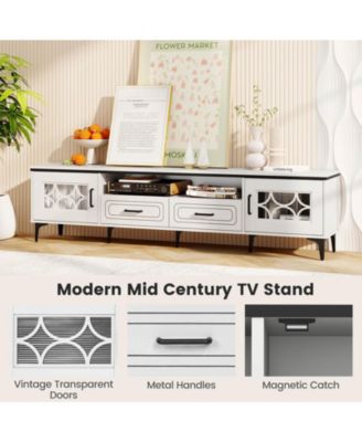 71" TV Stand for TVs up to 80" with Open Compartment Side Cabinets & Drawers