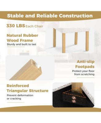 Wooden Dining Chair Faux Sherpa Upholstered Kitchen Dining Room Chairs