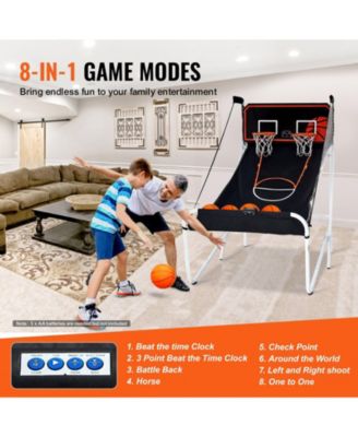Foldable Basketball Arcade Game 2-Player Indoor Dual Shot with Scoreboard 5 Balls