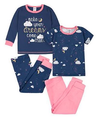 Toddler Girls 4-Piece Snug Fit Cotton Pajamas, Rose, 3T