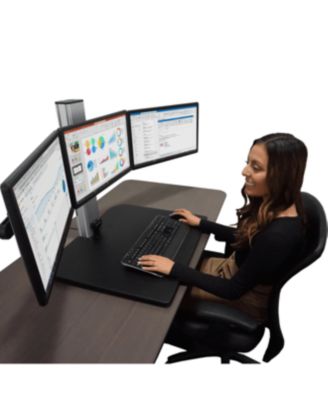 High Rise Electric Triple Monitor Sit Stand Desk Converter