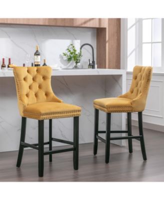 Handcrafted Velvet Barstools with Supportive Backrest