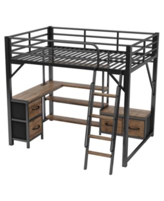 Streamdale Full Size Loft Bed with Desk, Storage, Wardrobe & Drawers