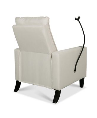 Modern Cozy Fabric Armchair with Adjustable Backrest and Storage