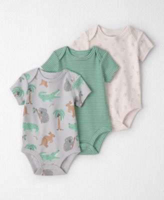 Baby Boys' Organic Cotton Aussie Friends Print Round Neck Bodysuits, 3-Pack