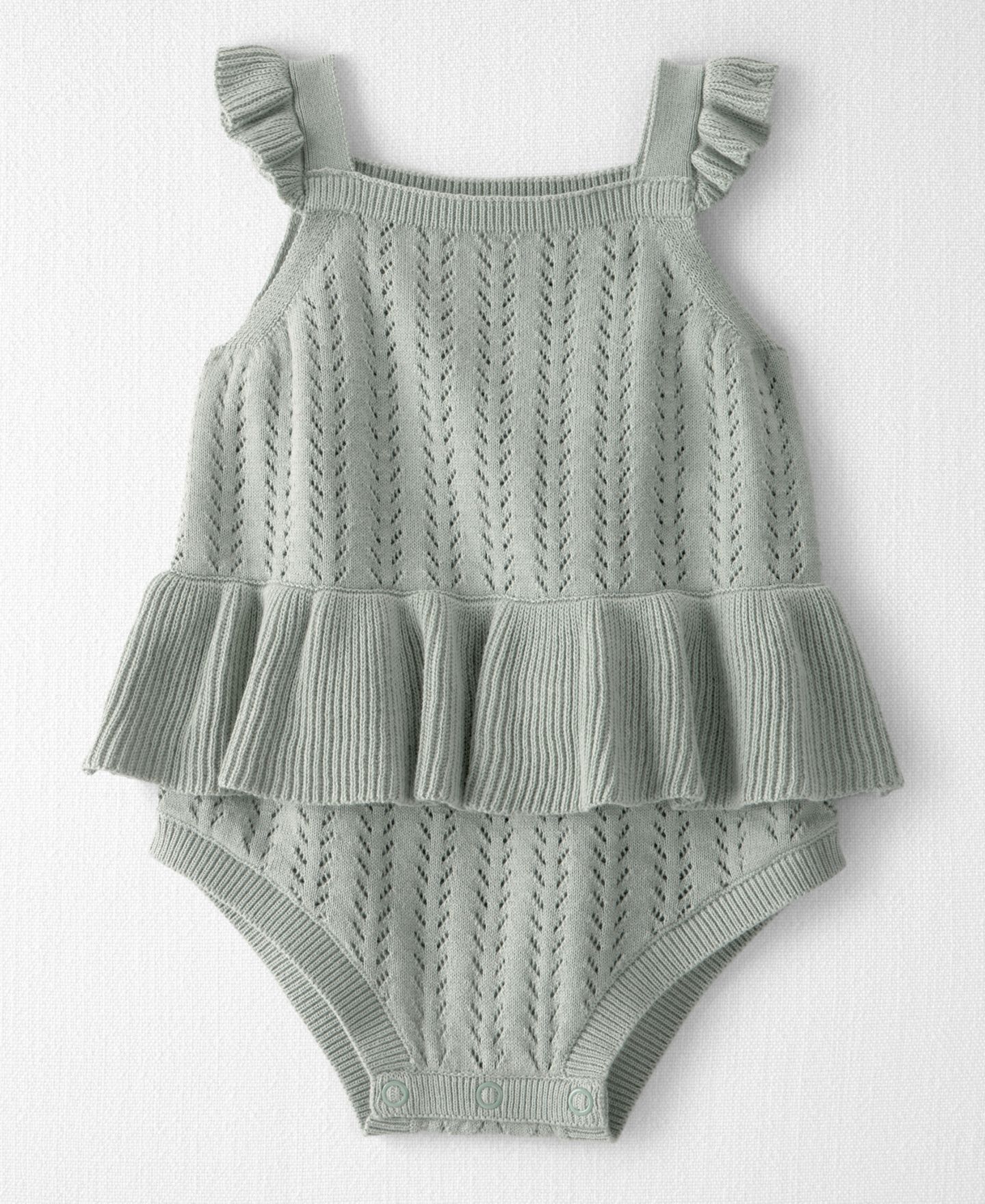 Комбинезон Carter's Little Planet by Carters Organic Cotton Knit Square Neck Bubble Romper для девочек-малышей, цвет: Зелёный — фото 1