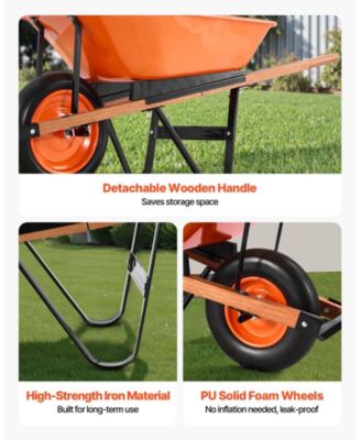 Traditional One-Wheel Wheelbarrow with 5 Cu.Ft Capacity