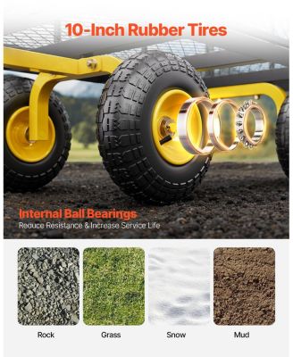 SUGFIT 900 lbs Steel Garden Cart with Convertible Mesh Sides