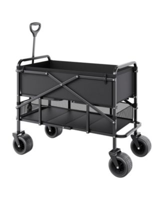 400L Double Decker Collapsible Wagon with Extended Handle & 450 lb Weight Capacity