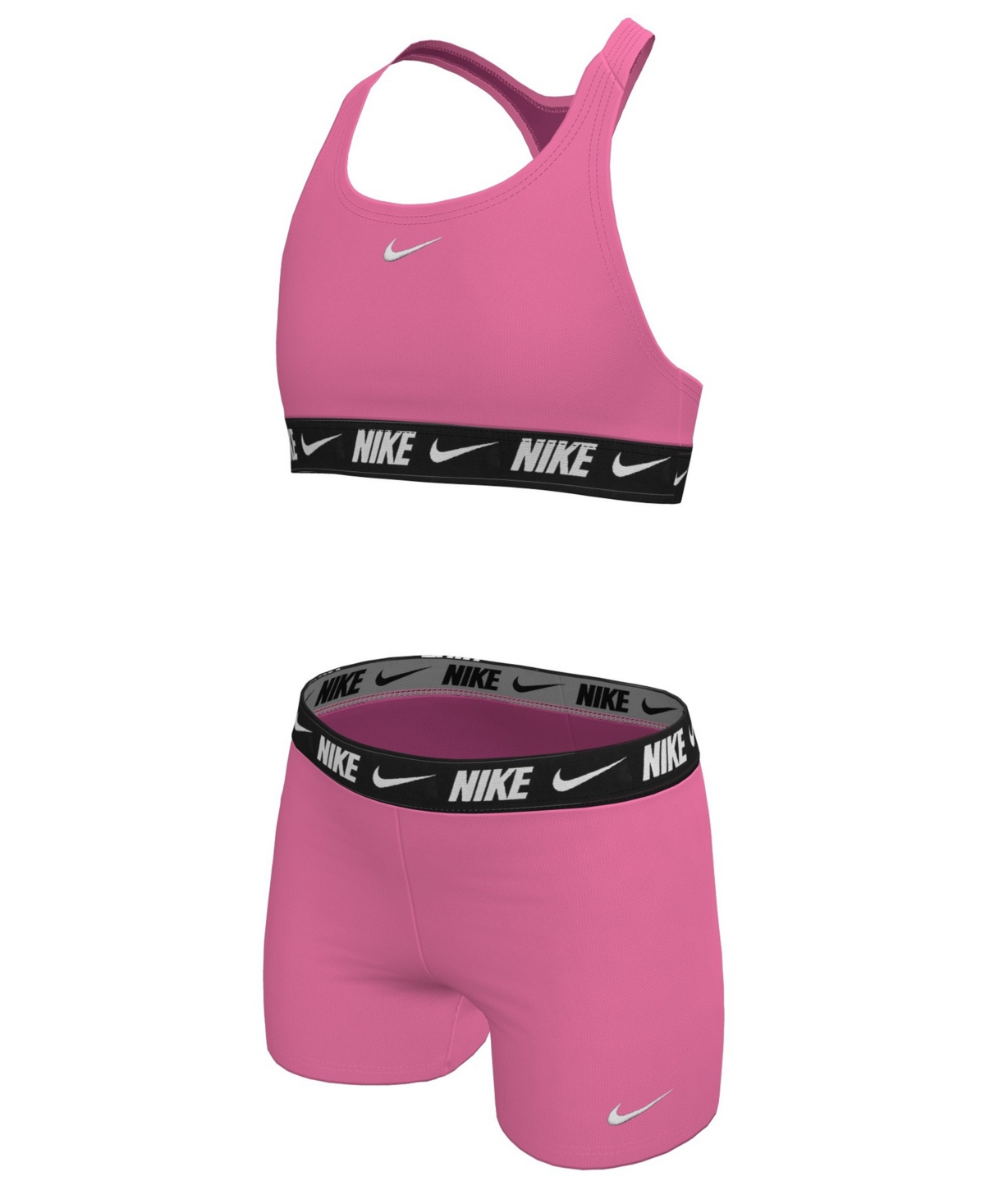 Nike Girls' 7-16 Racerback Swim Bikini Top and Shorts, 2-Piece Set