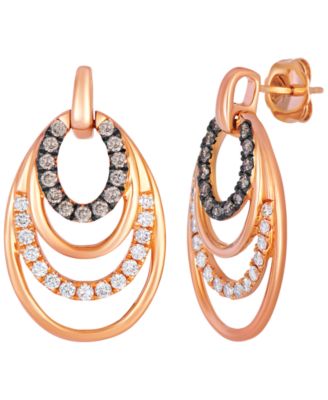 Chocolate Diamond (0.36 ct. t.w.) & Vanilla Diamond (0.40 ct. t.w.) Drop Earrings in 14k Strawberry Gold