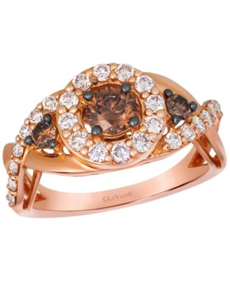 Chocolate Diamond (0.62 ct. t.w.) & Nude Diamond (0.68 ct. t.w.) Ring in 14k Strawberry Gold