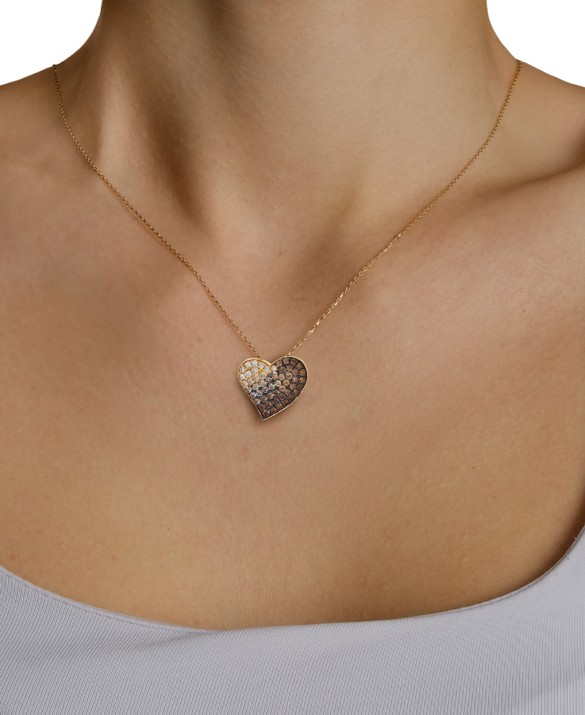 Le Vian Chocolate Ombre Diamond Pendant Necklace (1 ct. t.w.) in 14k Honey Gold
