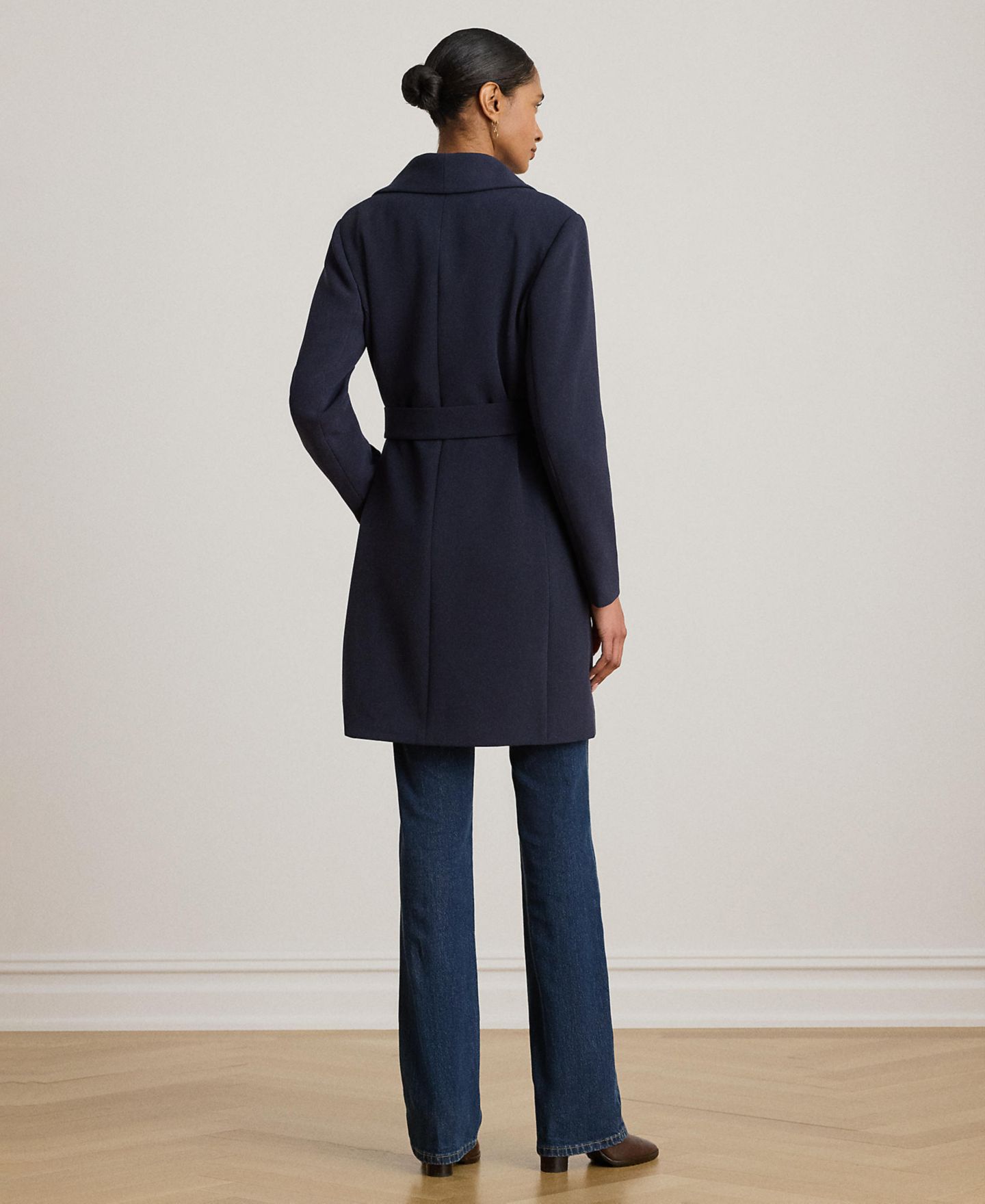 Женское пальто Lauren Ralph Lauren Belted Wing Collar Trench, цвет: Тёмный тёмно-синий — фото 4