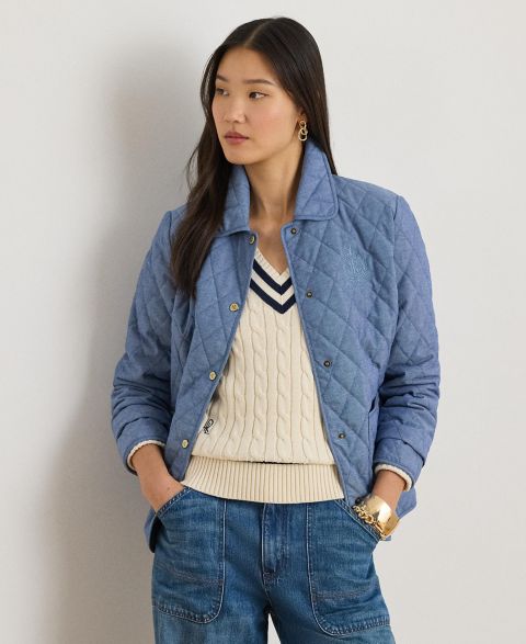 Женские куртки Lauren Ralph Lauren Crested Diamond-Quilted Barn Jacket