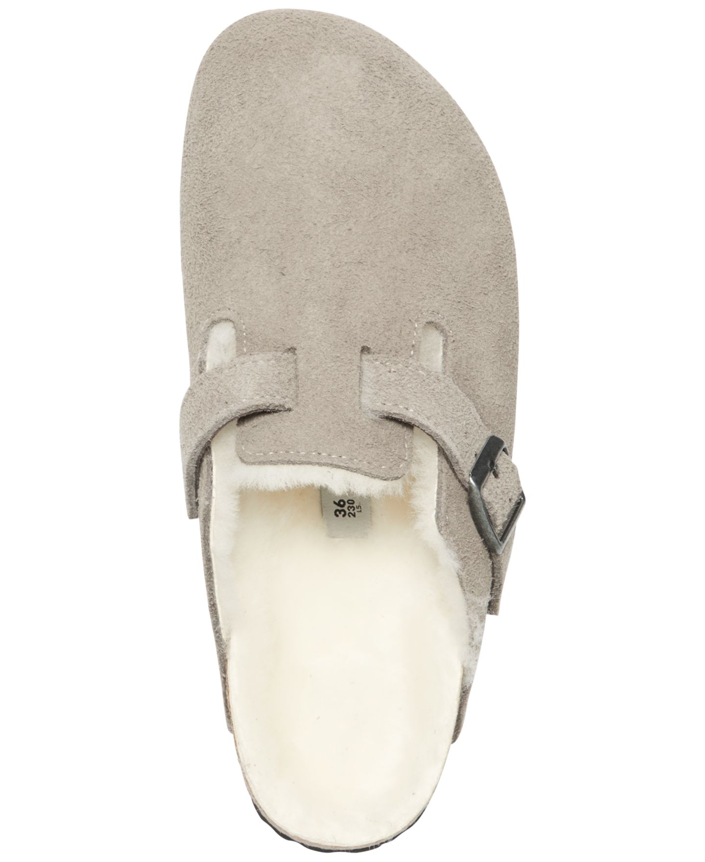 Женские сабо Birkenstock Boston Shearling Suede Leather, цвет: Серо-бежевый — фото 5