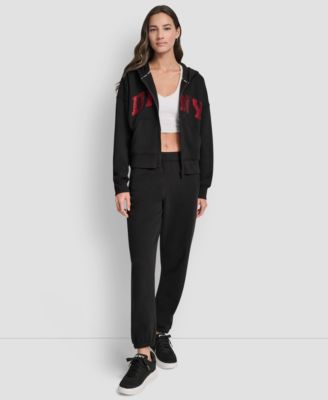 Women's Exploded Rhinestone Varsity Logo Full-Zip Hoodie