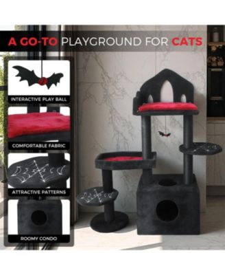 Cat Tree with Scratching Posts, Perches, Hammock in Black