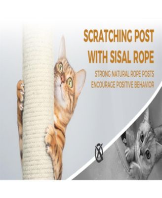 84.6'' Cat Tree with Wide Base, 3 Large Hinding Condo in Light Gray