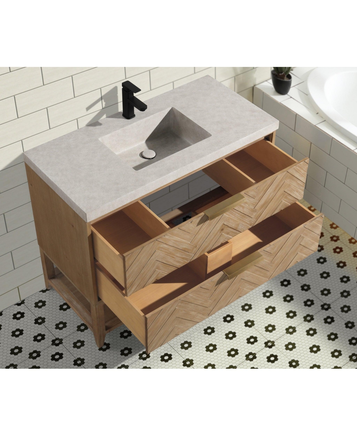 Ari Bath 42" Carlsbad Freestanding, Weathered Fir Finish