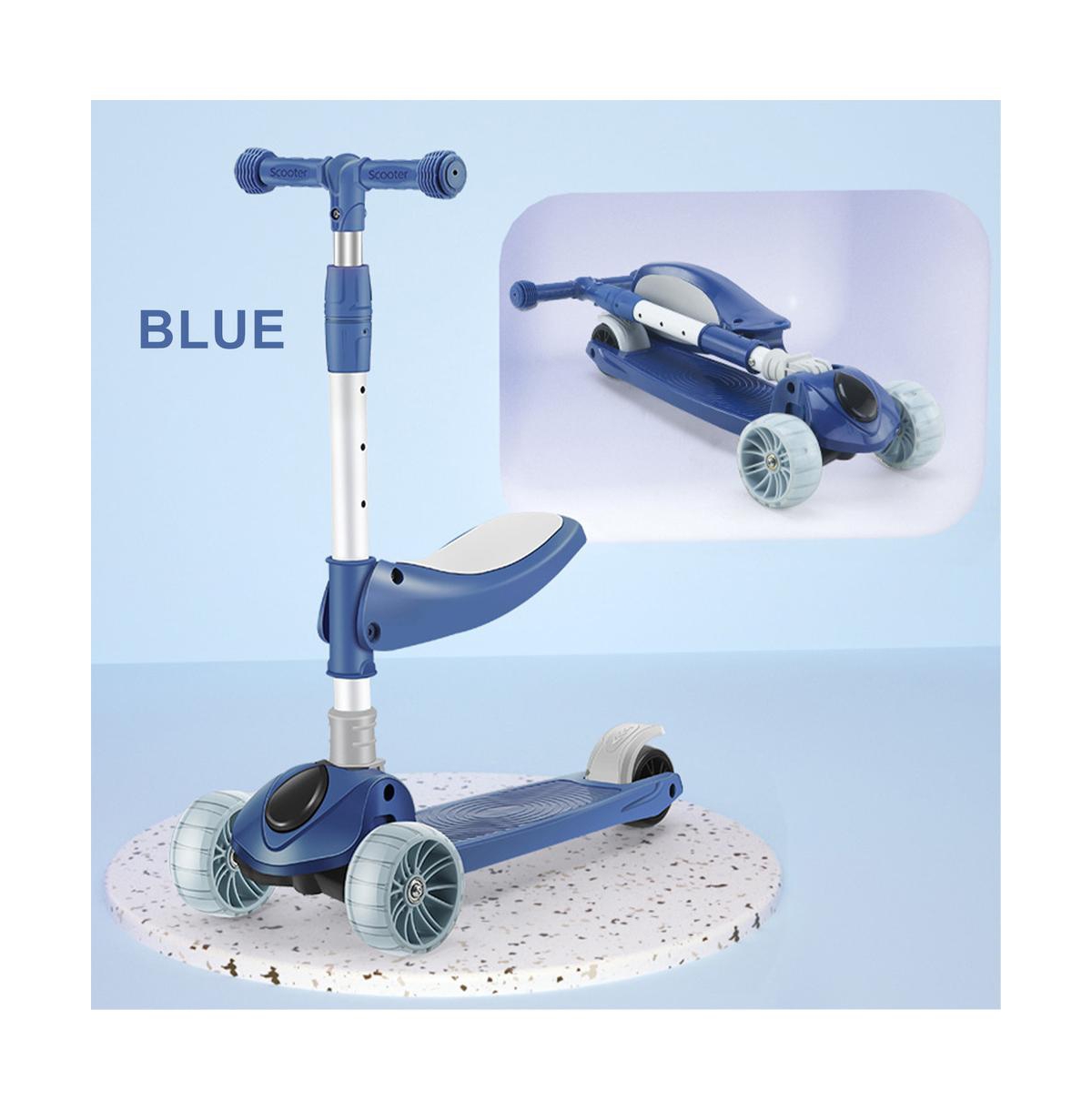 Bruce & Shark Foldable 3-Wheel Kids Scooter with Lean-to-Steer Balance, Lights Music for Early Riding Fun