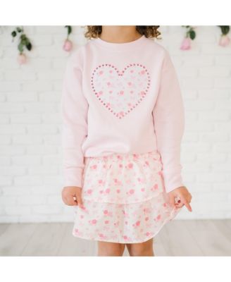 Baby Girls Dainty Rose Pearl Heart Patch Sweatshirt