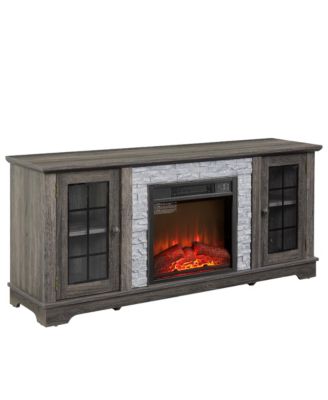 2-Door Storage cabinet with Electric Fireplace Console Cabinet