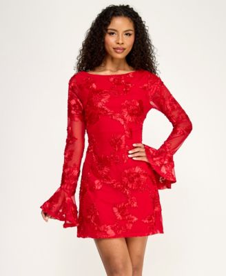 Juniors' Boat Neck Open Back Short Dress