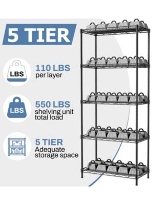 5-Tier 21 in W x 59 in H x 12 in D Height Adjustable Garage Wire Shelving Unit