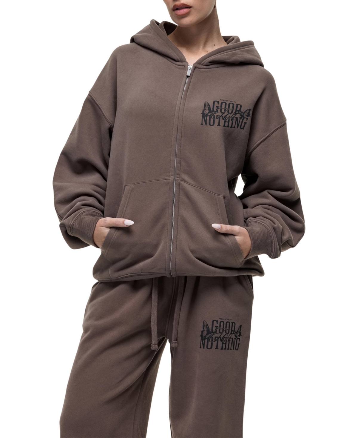 Good For Nothing Women's Dakota Taupe Zip Hoodie
