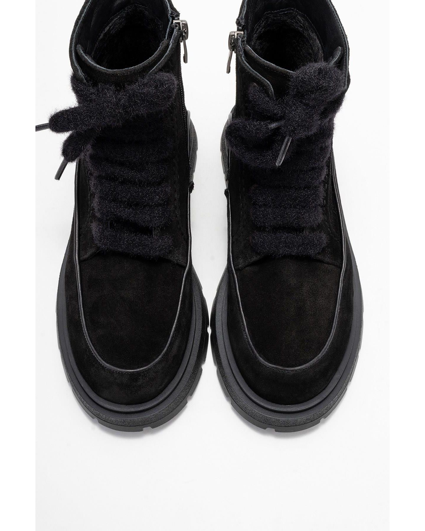 Женские ботинки Forever & Always Shoes Mina Leather Combat Boot, цвет: Чёрный замшевый кожаный — фото 3
