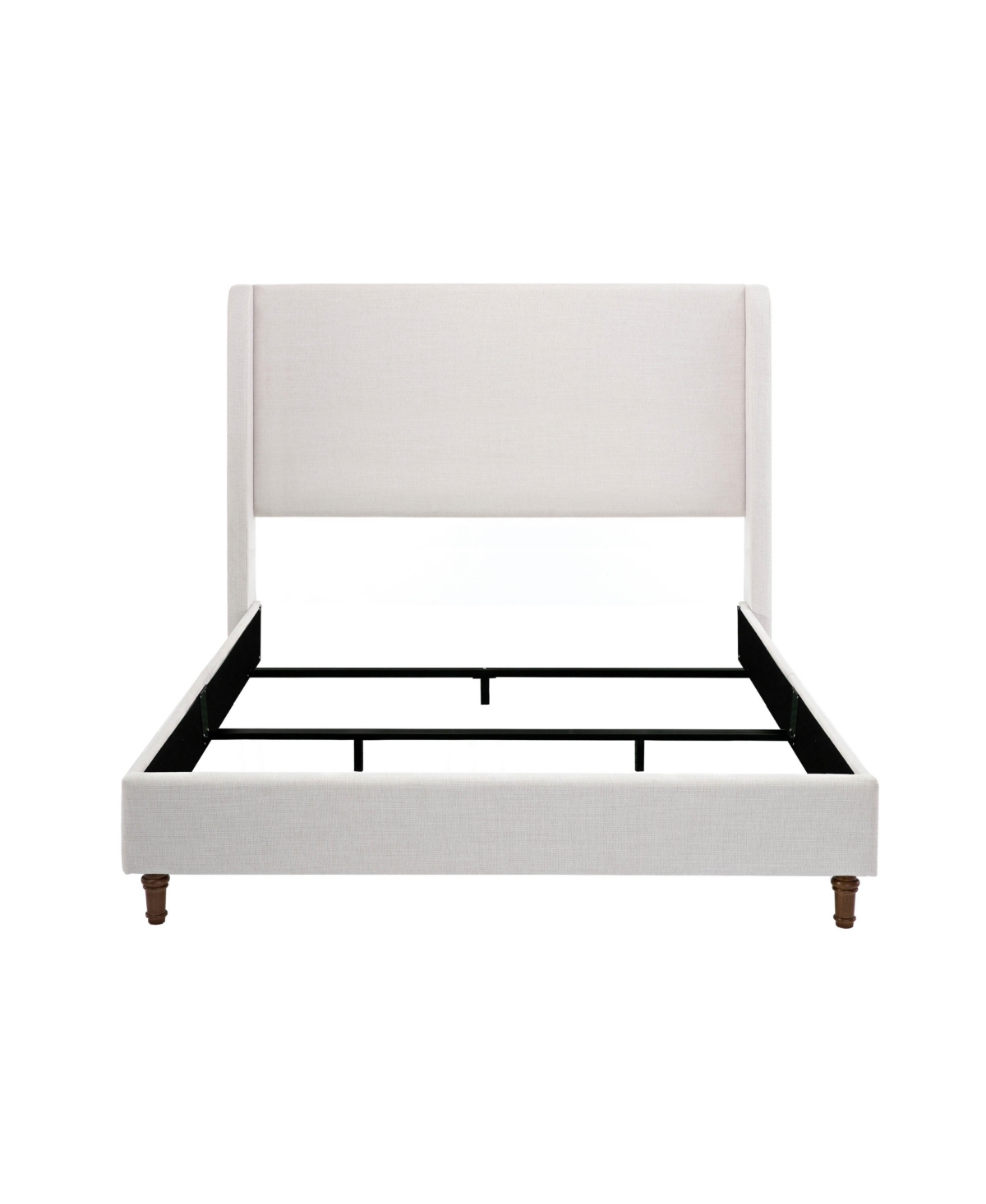 Lovmor Hayden Upholstered Wingback Bed Size Queen Without Wooden Slats Box Spring Request Textured Ivory Canvas Easy Assembly