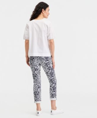 Nautica Bow-Trim Top & Floral-Print Pants