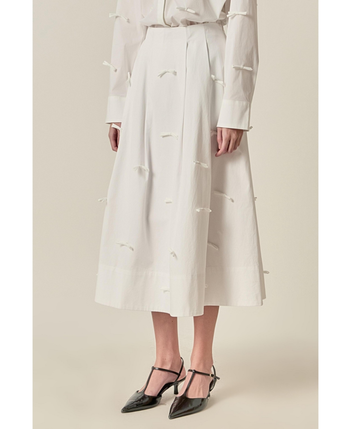 English Factory Women's Bow Detailed Poplin midi skirt